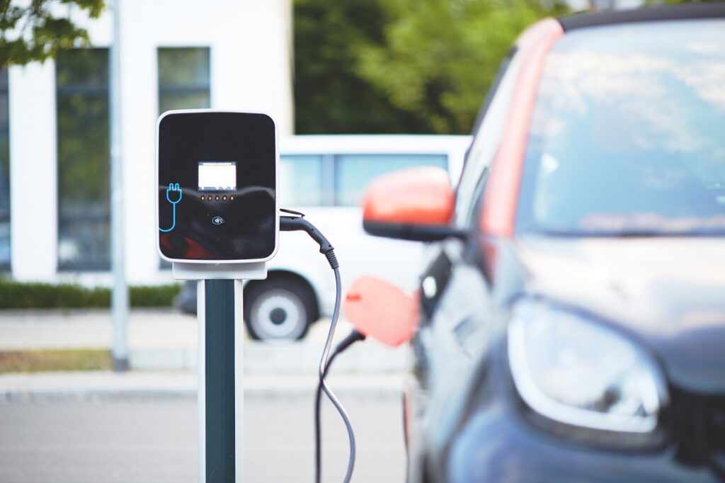 EV charging point in a pedestal
