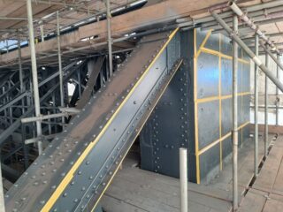 A photo of the painting works under the control room of corporation bridge