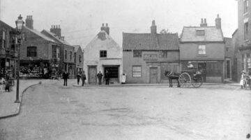Cleethorpes market place black and white photograph