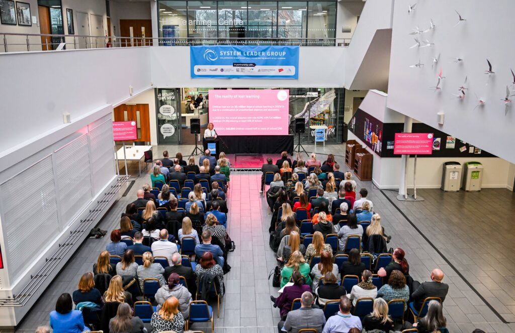 A photo of Guests listening to Baroness Anne Longfield at the Attendance Conference.