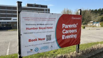 Parents Careers Evening sign outside Humber royal hotel