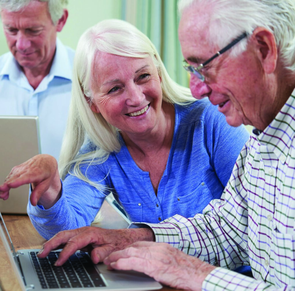 Older people on a computer