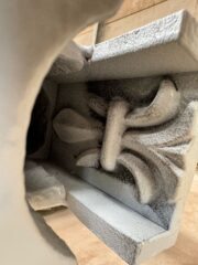 Fleur-de-lys hidden inside repaired post