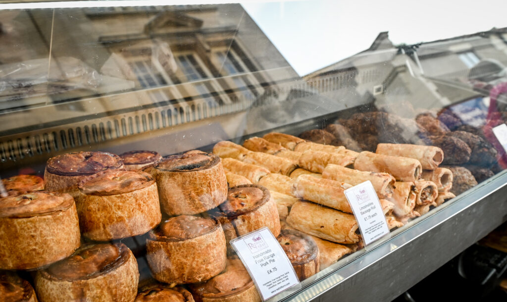 Food in a display fridge