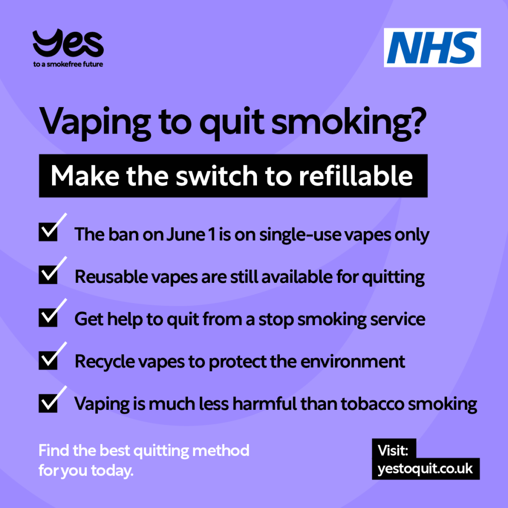 Single use vape ban poster with tips from the article in it.