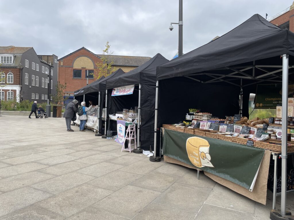 Photo of a market in town square