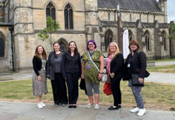 Teachers outside Grimsby Minster
