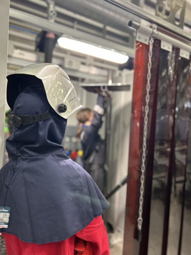 Girl doing welding activities