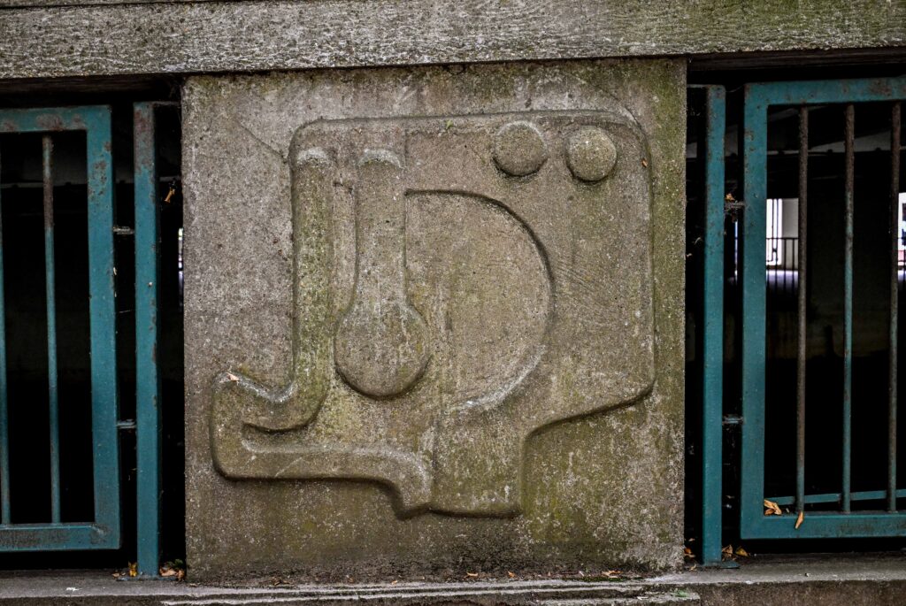 Relief by Harold Gosney on Abbey Walk Car Park. Image taken Sept 2025.