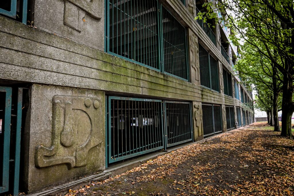 Relief by Harold Gosney on Abbey Walk Car Park. Image taken Sept 2025.