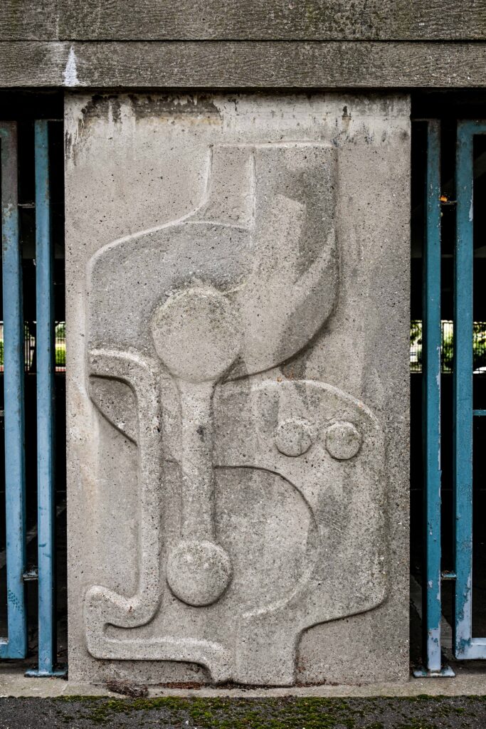 Relief by Harold Gosney on Abbey Walk Car Park. Image taken Sept 2025.