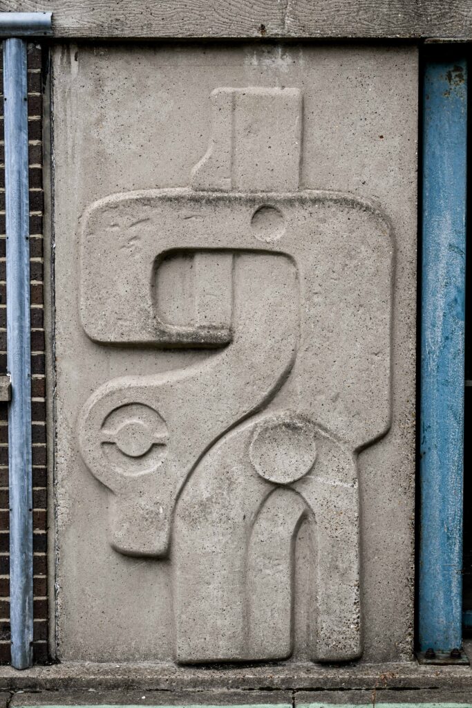 Relief by Harold Gosney on Abbey Walk Car Park. Image taken Sept 2025.