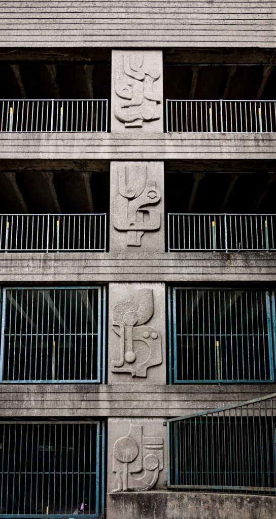Relief by Harold Gosney on Abbey Walk Car Park. Image taken Sept 2025.
