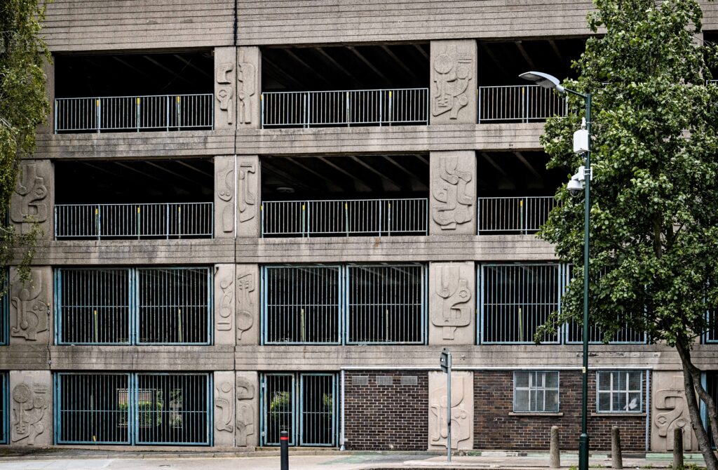 Relief by Harold Gosney on Abbey Walk Car Park. Image taken Sept 2025.