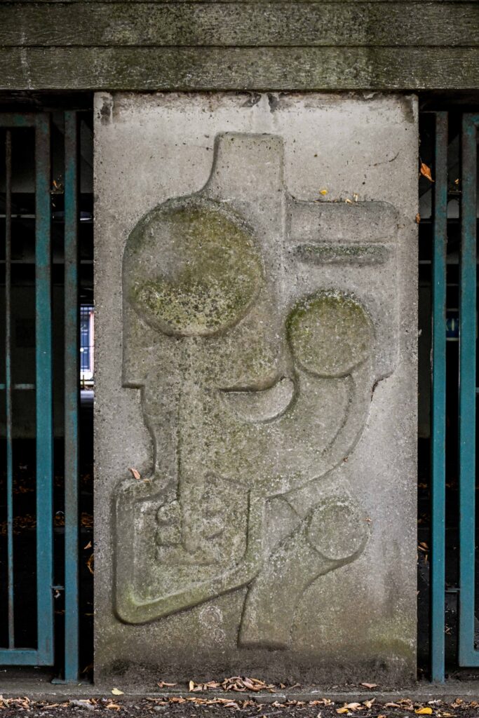 Relief by Harold Gosney on Abbey Walk Car Park. Image taken Sept 2025.
