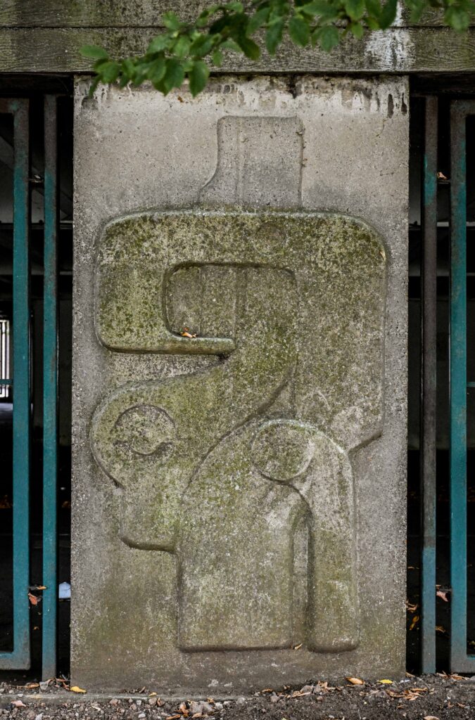 Relief by Harold Gosney on Abbey Walk Car Park. Image taken Sept 2025.