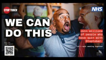 Stoptober poster with two men smiling