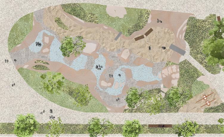 Section of a drawing showing the Water play area of the redesigned Pier Gardens