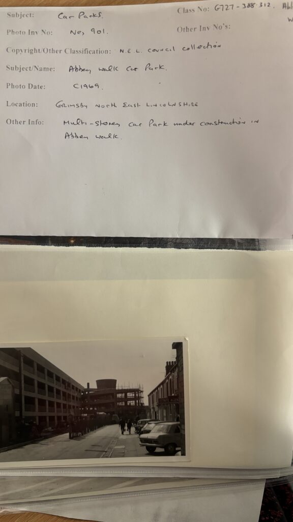 Abbey Walk car park under construction – 1969 – Gy Ref Library