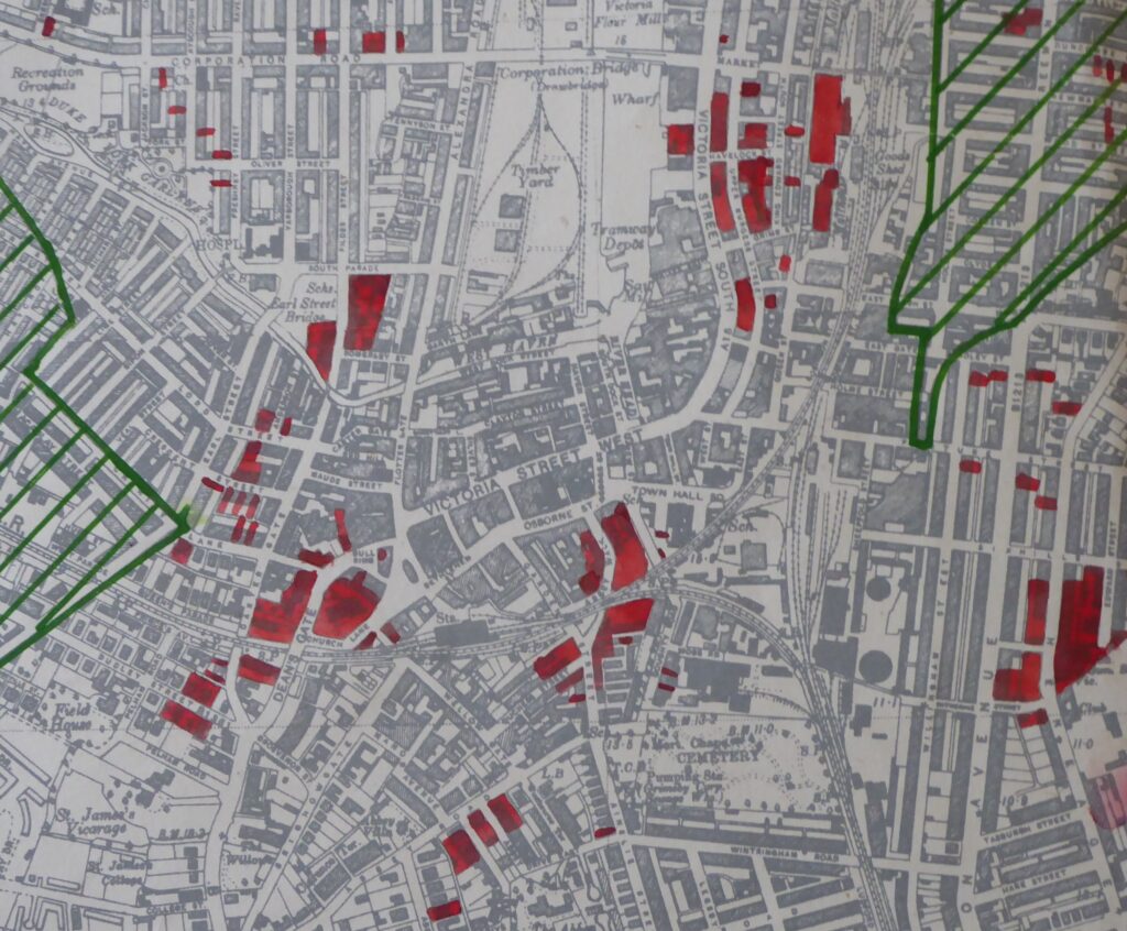 Bomb damage map-centrral c North East Lincolnshire Archives