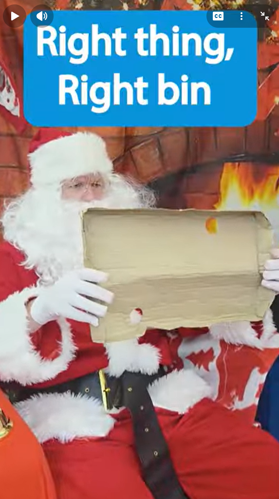 Father Christmas and a heading saying Right thing, Right bin