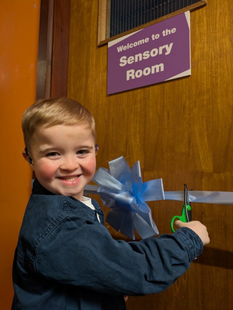 Ralph formally opening the improved Sensory Room.
