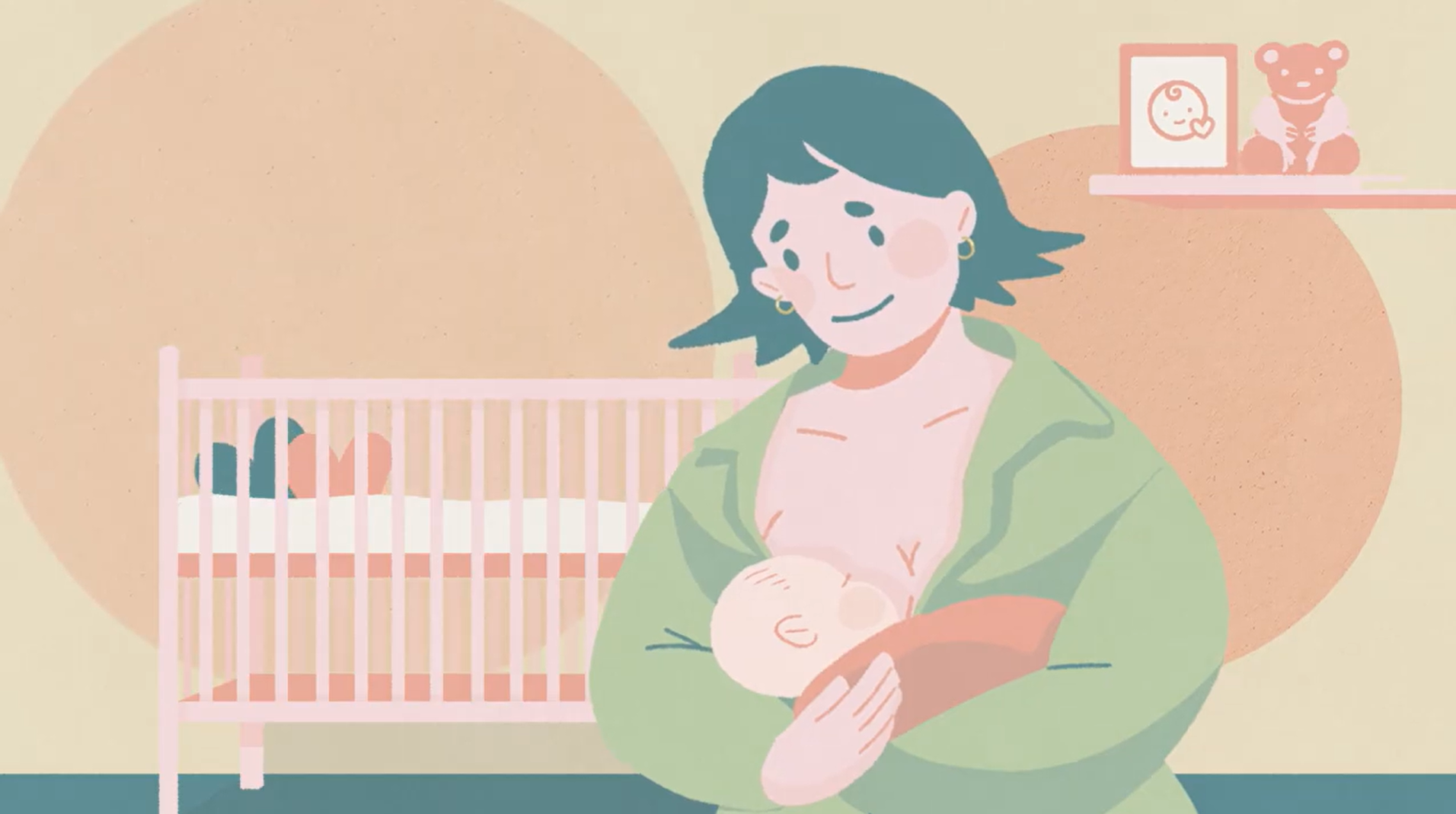 Woman breastfeeding cartoon graphic