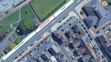 Map showing bus and coach stop arrangements