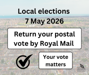 Return you postal vote by Royal Mail