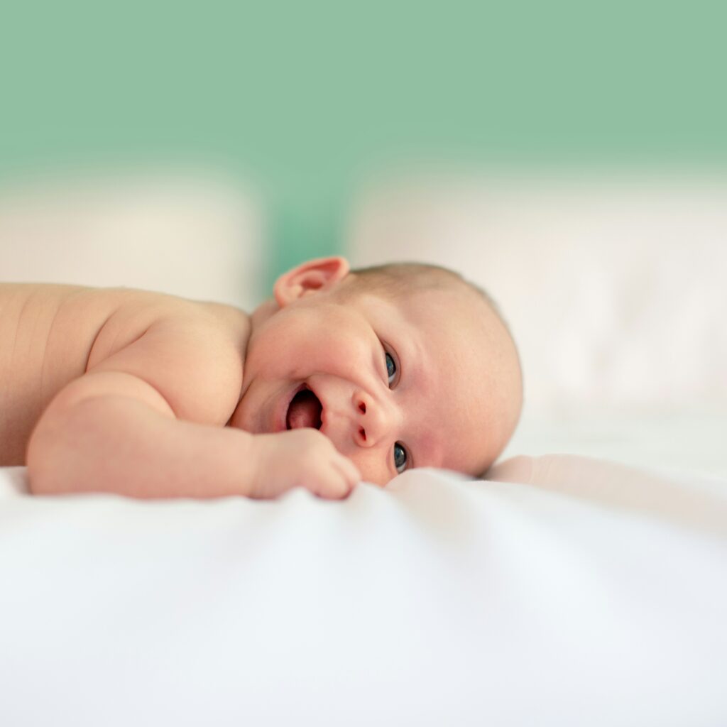 A baby laughing