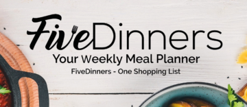 FiveDinners banner reads: Your weekly meal planner, one shopping list.