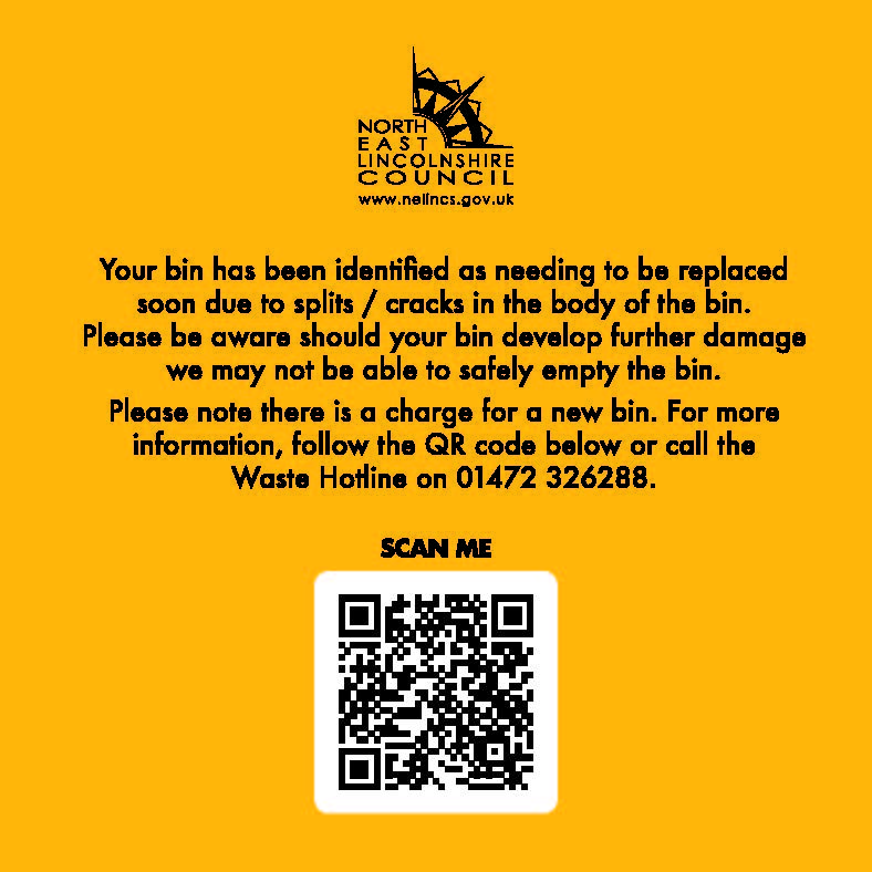Damaged bin sticker