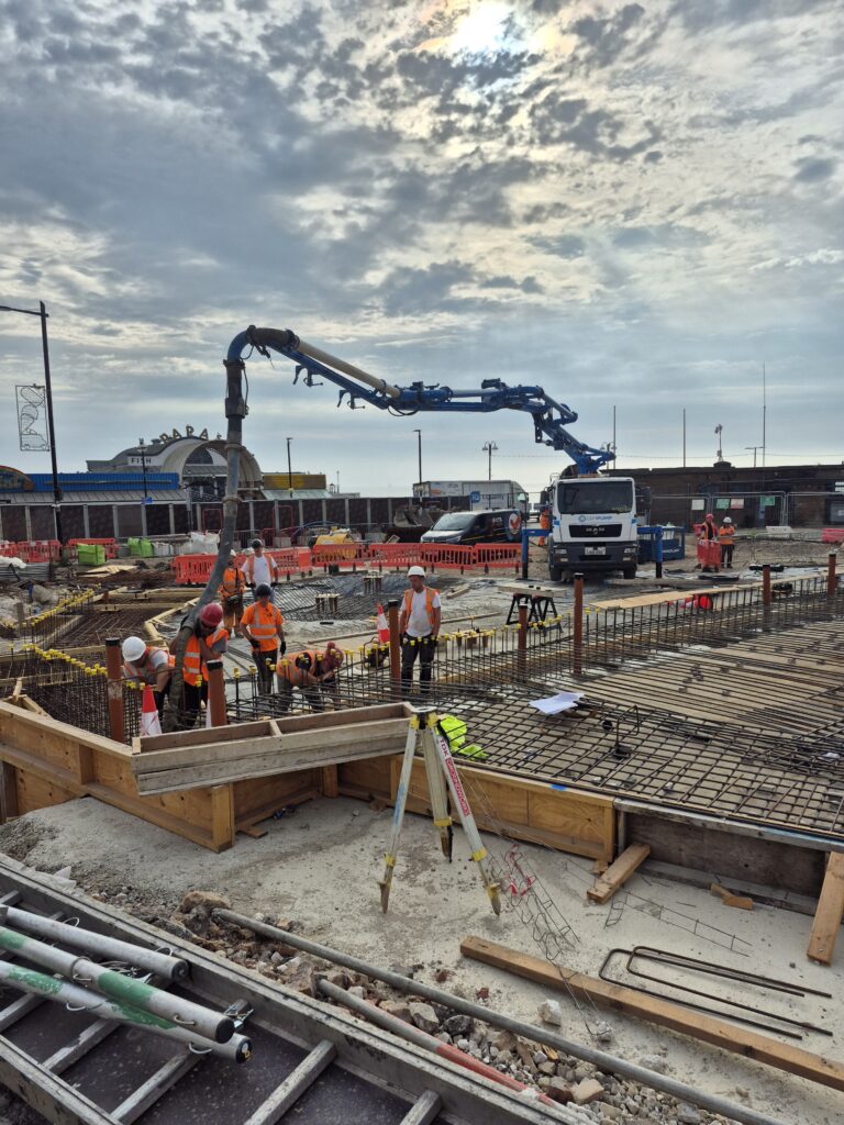 Concrete pour for foundations of Sea Road building have started!