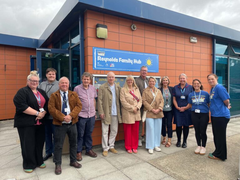 A photo of the delegation outside Reynolds Family Hub
