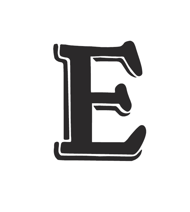Letter E in grimsby alphabet
