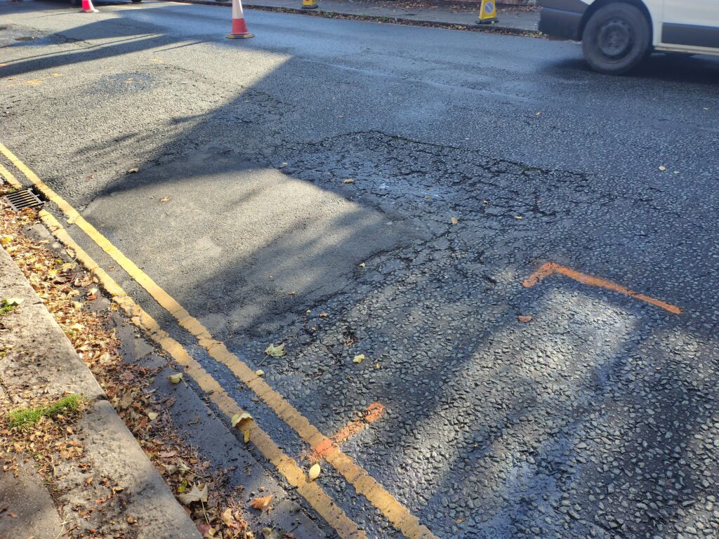 Image of failed road on Welholme Road